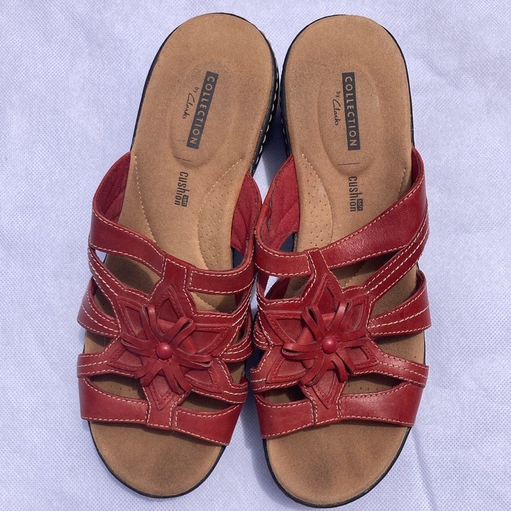 Clarks Red Floral Sandals